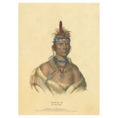 Large Vintage Print of Chono Ca Pe, an Otoe Chief, circa 1838