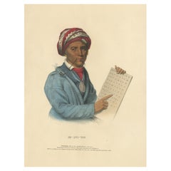 Large Antique Print of Sequoyah, also known as George Gist, circa 1838