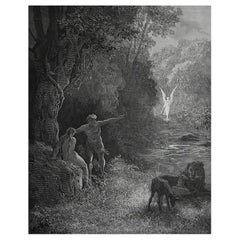 Große Original-Antik-Druck von Gustave Doré aus Miltons "Paradise Lost". 