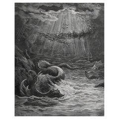 Große Original-Antik-Druck von Gustave Doré aus Miltons "Paradise Lost". 