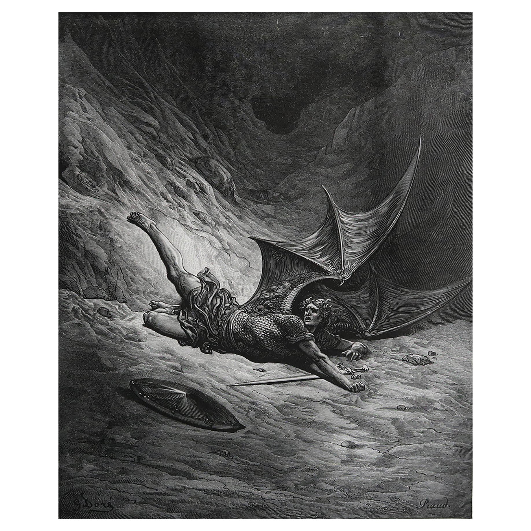 Large Original Antique Print By Gustave Doré From Milton's " Paradise Lost ".  For Sale