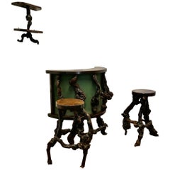 Vintage French Vinery Bar and Stool Set  This is a very attractive French country piece