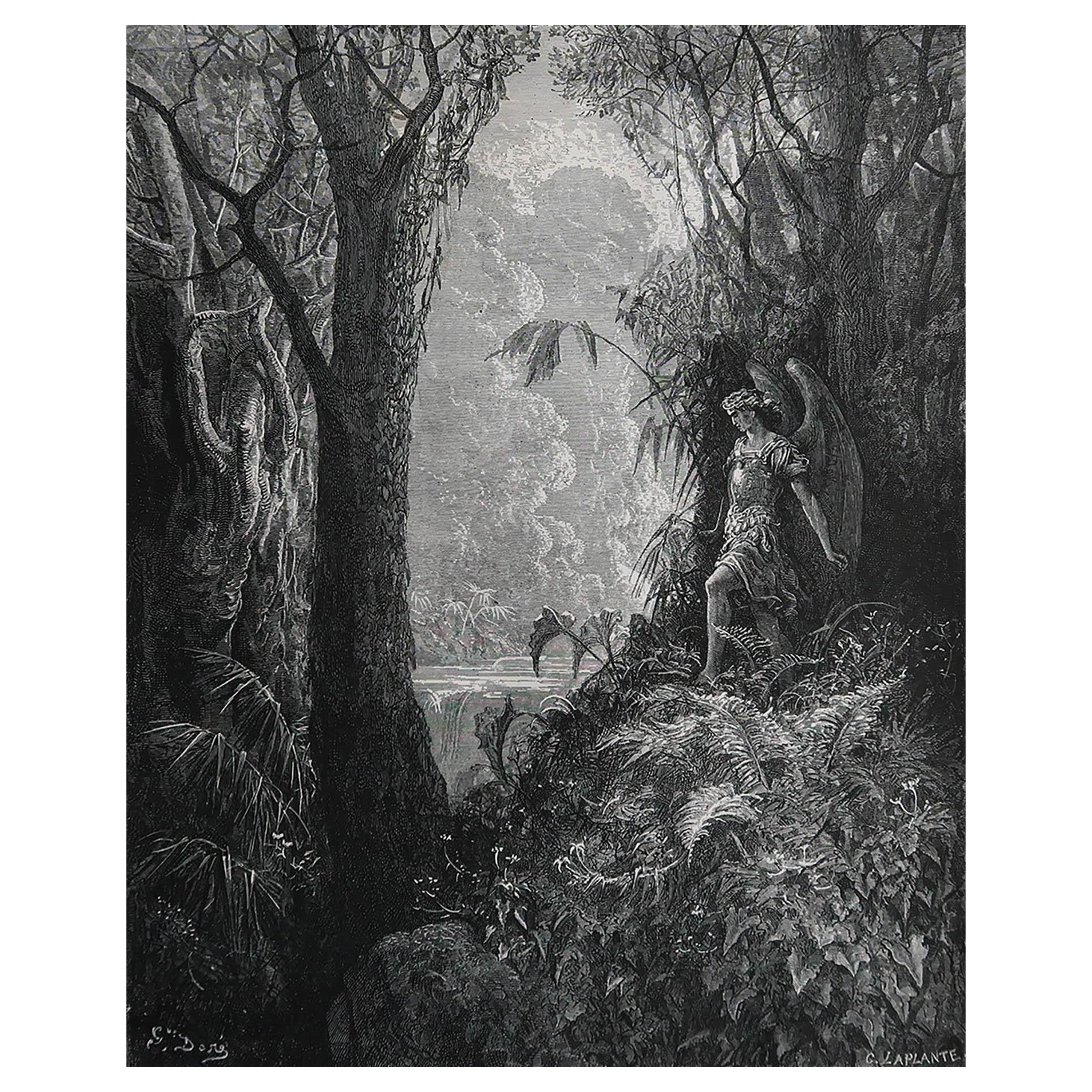Large Original Antique Print By Gustave Doré From Milton's " Paradise Lost ".  For Sale