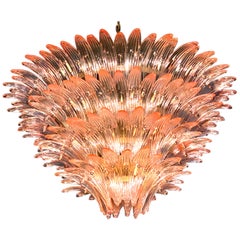 Retro Majestic Pink Murano Palmette Chandelier