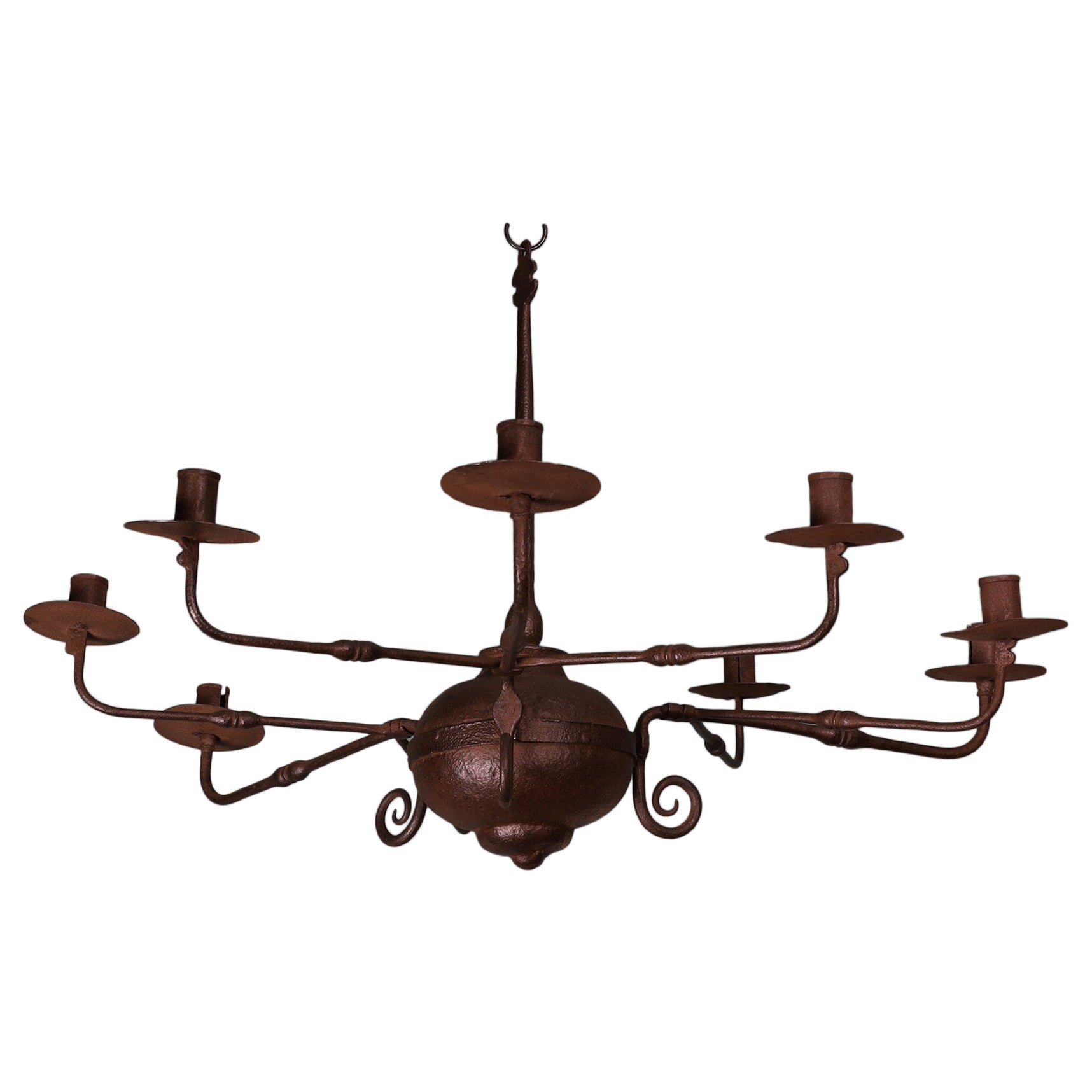 A 19th Century Wrought-Iron Chandelier