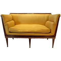 French Art Deco Rosewood and Ivory Inlaid Settee 11