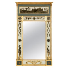 Antique 19th Century Neoclassical Eglomise Giltwood Mirror