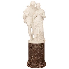 Italienische Statue aus weißem Carrara-Marmor des 19. Jahrhunderts von Paolo & Francesca