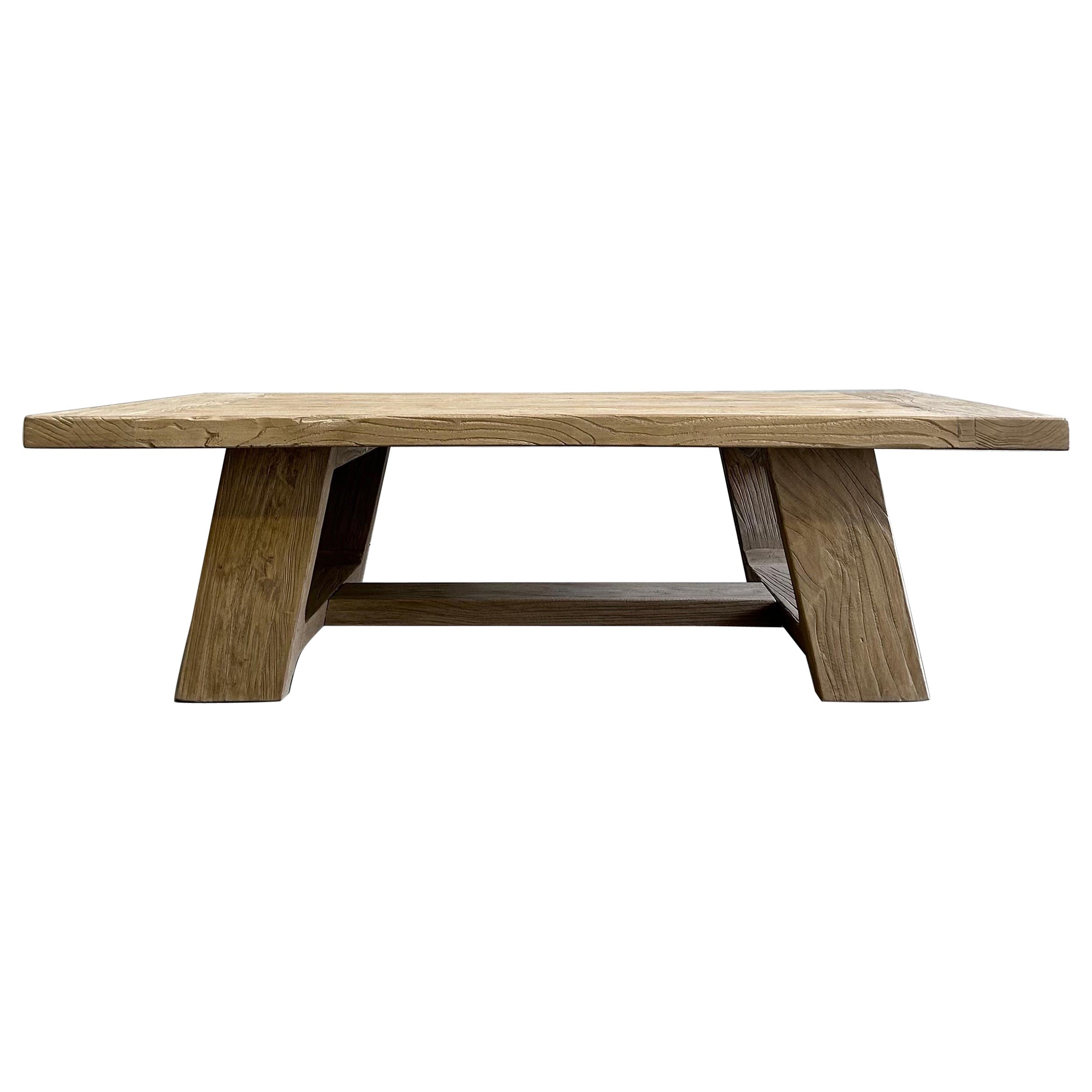 Reclaimed Elm Wood Coffee Table  For Sale