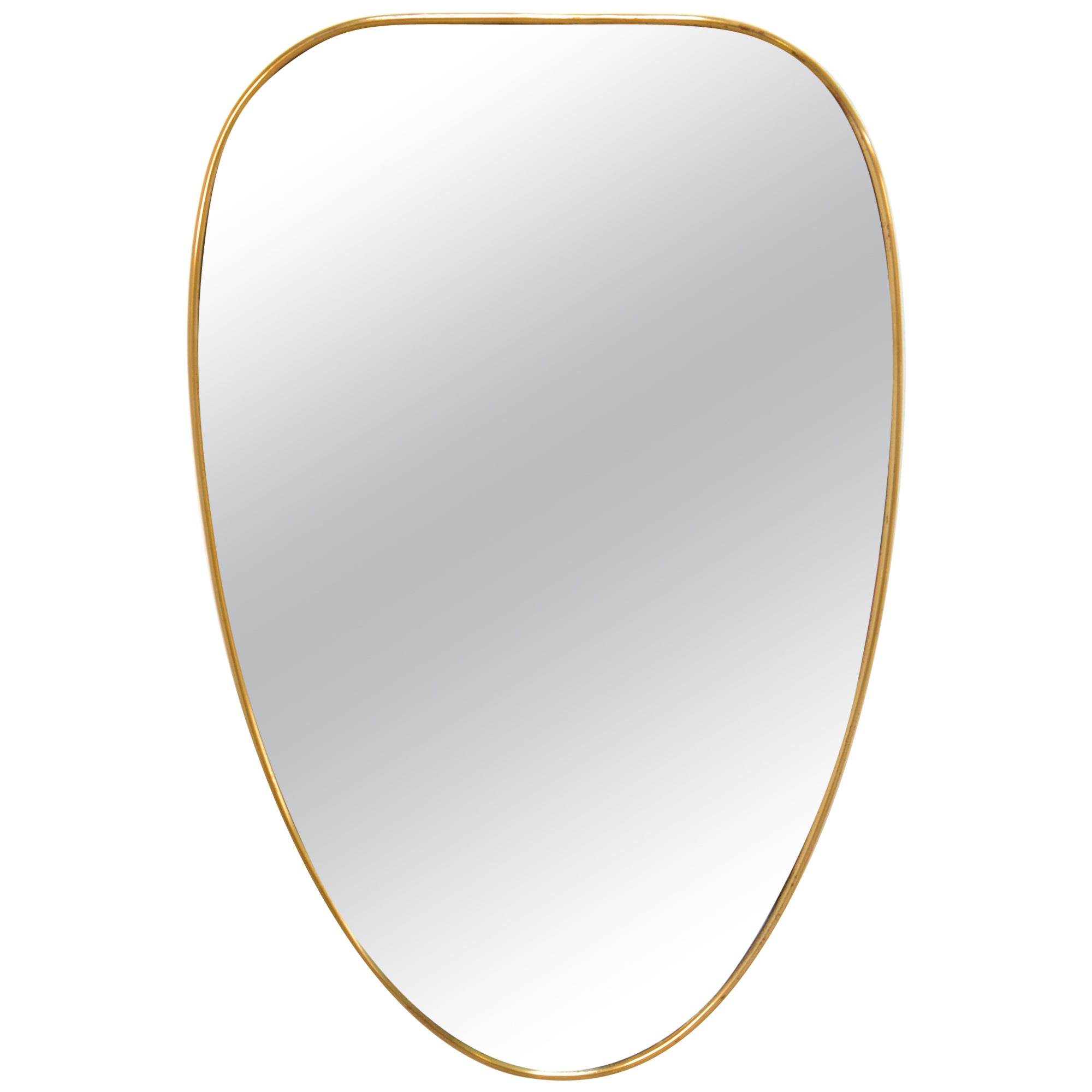 Large 1950s Gio Ponti Era Mid-Century Modern Italian Brass Wall Mirror For Sale