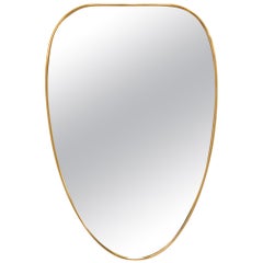 Large 1950s Gio Ponti Era Mid-Century Modern Italian Brass Wall Mirror