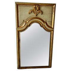 Used 18th Century French Wood Gilt Trumeau Wall Floor Mirror 