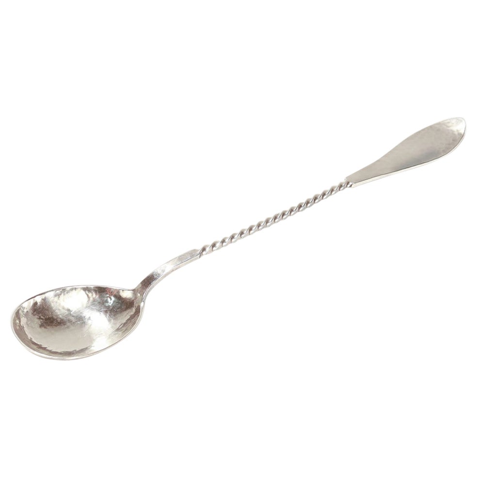 Shreve Antique Hammered Sterling Silver Twist Handle Cocktail Spoon / Stirrer