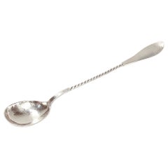 Shreve Antique Hammered Sterling Silver Twist Handle Cocktail Spoon / Stirrer