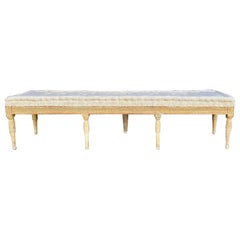 Swedish Gustavian Period Bench with Antique Linen