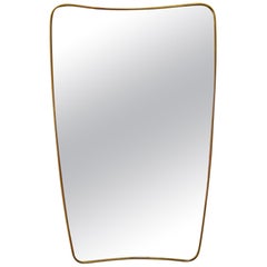 XL 1950s Gio Ponti Era Mid-Century Modern Italian Brass Wall Mirror