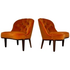 Vintage Pair of Dunbar Janus Slipper Chairs by Edward Wormley