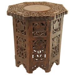 Antique Octagonal Carved Moraccan Side Table 