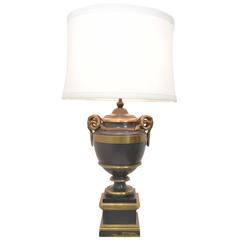 French Pewter and Brass Urn Form Lamp in the Manner of Maison Jansen