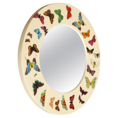 Retro 'Butterflies'' Round Mirror by Piero Fornasetti, Signed 