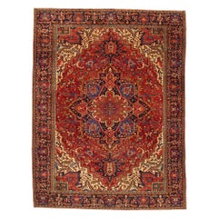 Tapis persan Heriz vintage moderne du milieu du siècle dernier, 09'11 x 13'00