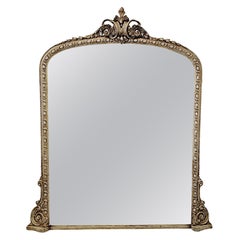  Très beau miroir de trumeau peint et ciré du 19ème siècle