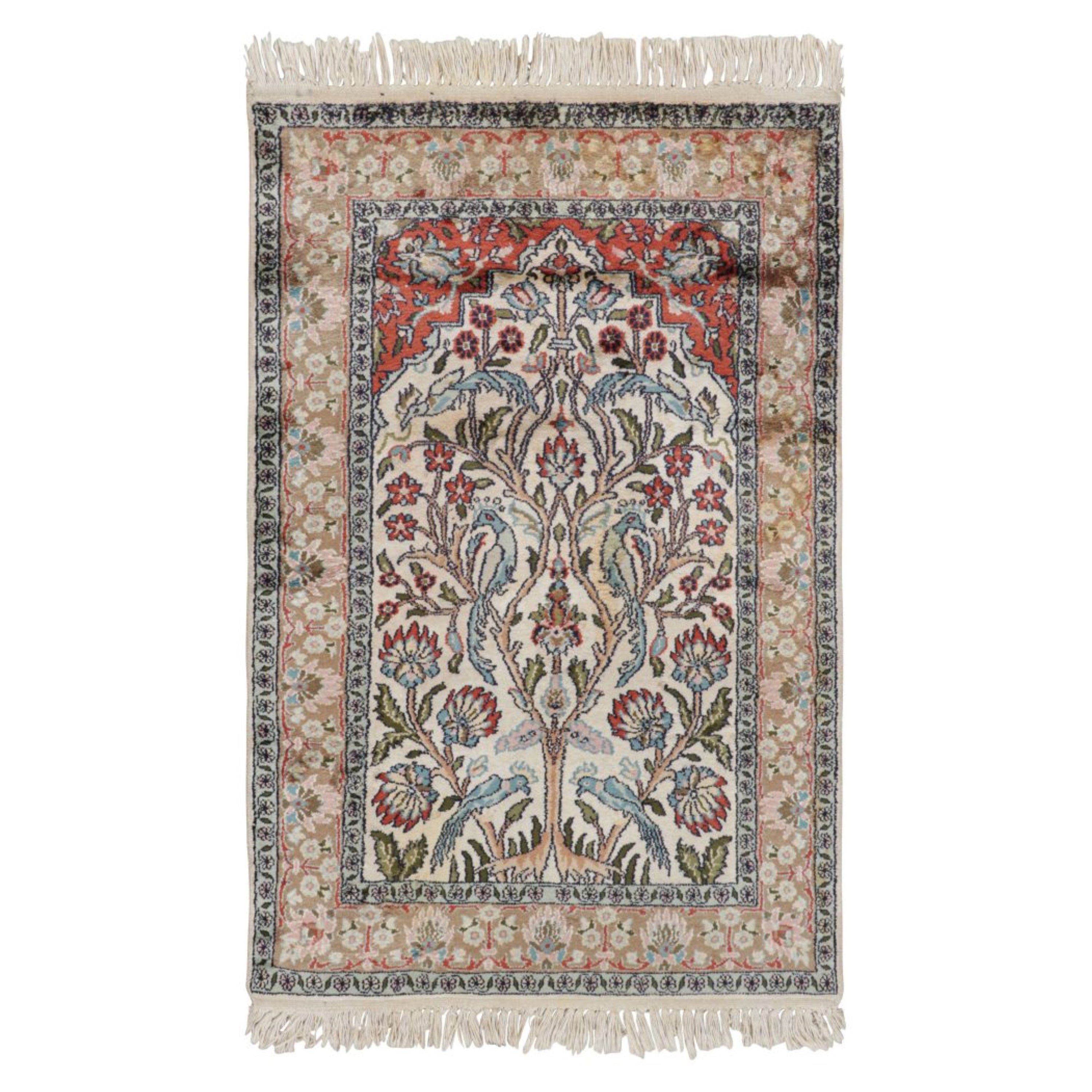 Antiker Kaschmir-Teppich mit Bildern und Blumenmustern, von Rug & Kilim im Angebot