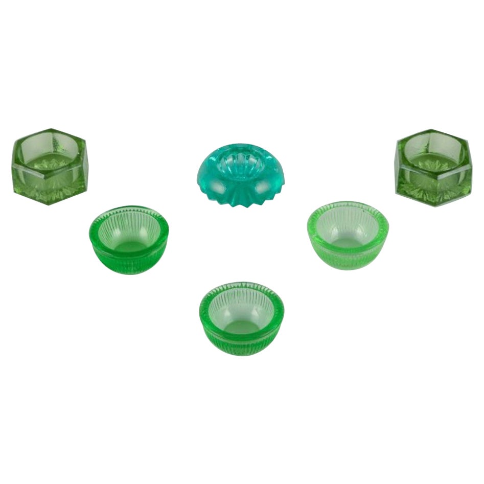 Fåglavik Glasbruk. Six salt cellars in green glass. Mid-20th C.