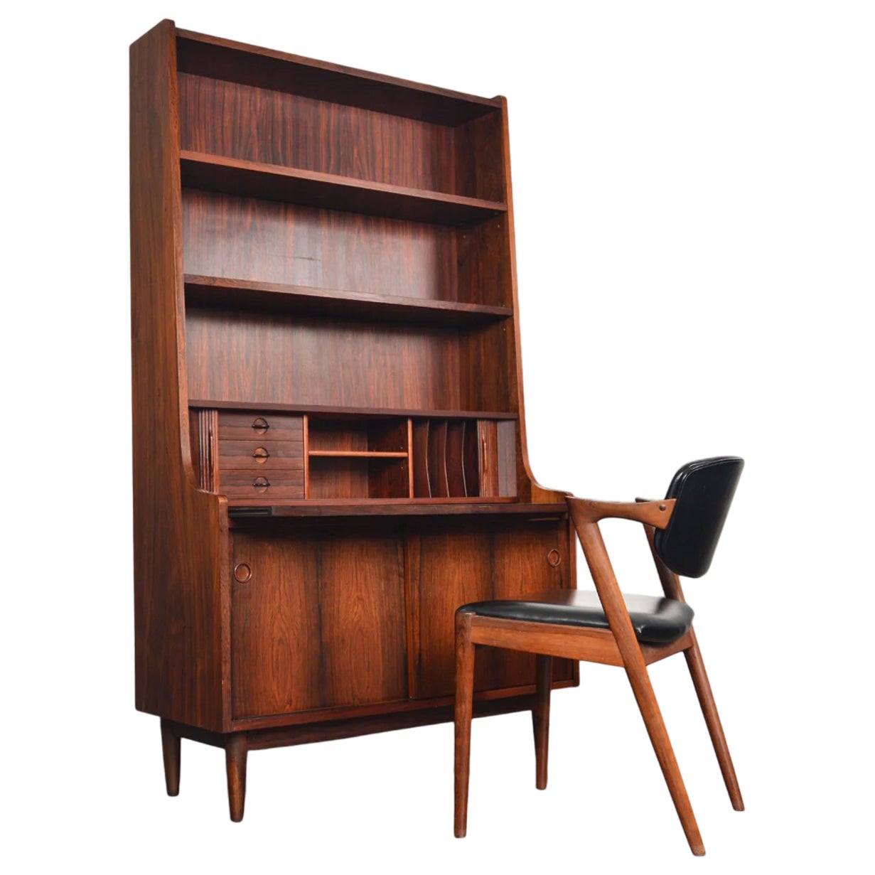 Johannes Sorth Bookcase / Secretary Desk In Rosewood For Sale
