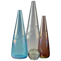 S.A.L.I.R. Design, Vinicio Vianello, Rare Set of Three Vases and a Paperweight