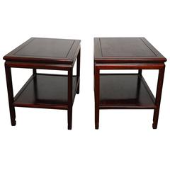 Pair of Ming Style Asian Rosewood Side Tables
