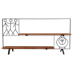 Retro Mid-Century Modern Scandinavian String and Wood Étagère / Flower Stand, 1960s