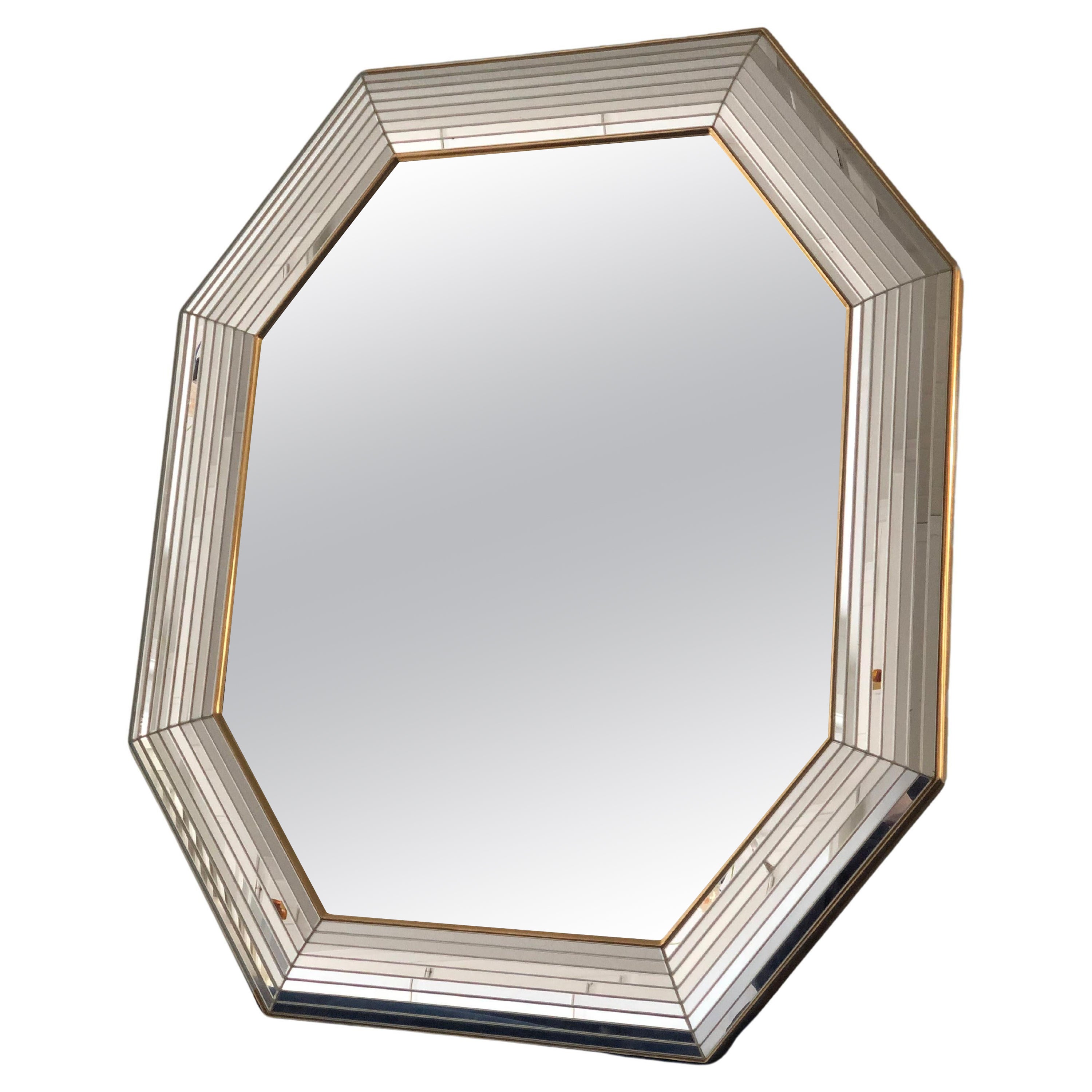 Vintage Deknudt Mirror Hollywood Regency in Silver and Gold 1980s For Sale