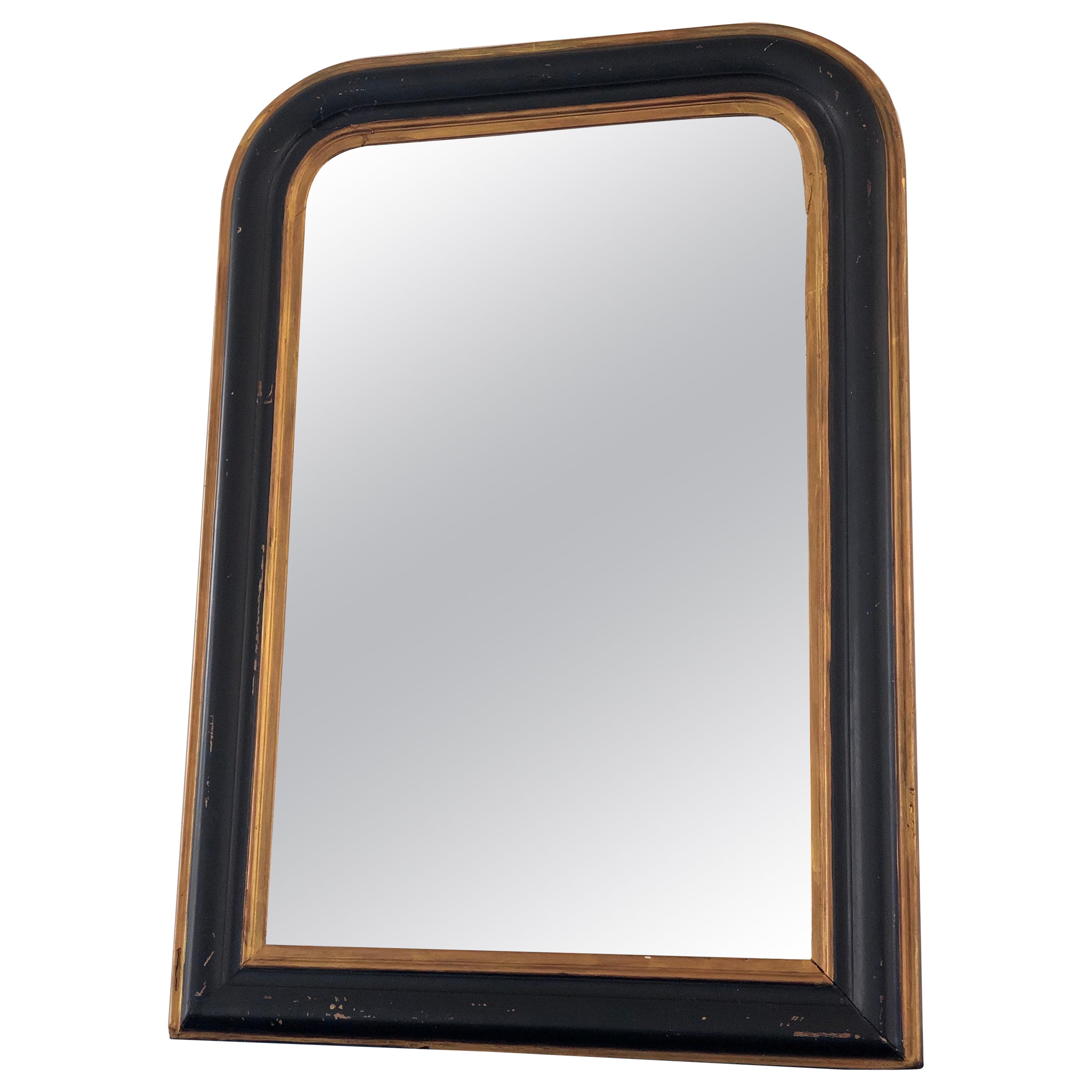  Antique Louis Philippe Mirror In Black and Gold France Late 19th Century 72/140 For Sale