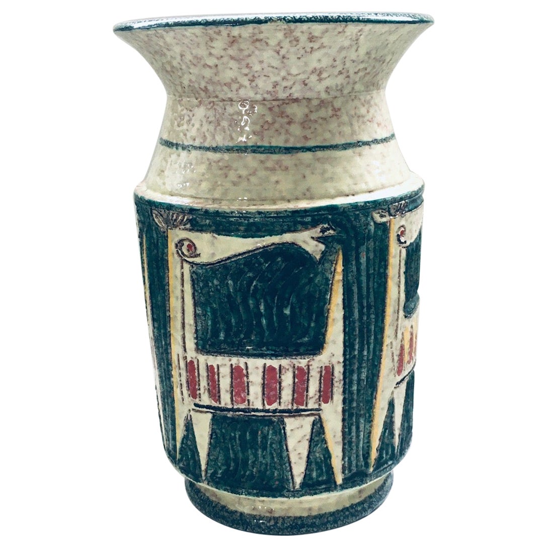 Art Ceramics Studio Etruscan Horses Vase 63/65 by Fratelli Fanciullacci For Sale