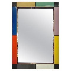 Bespoke Italian Mondrian Decor Orange Yellow Gray Black White Gold Glass Mirror