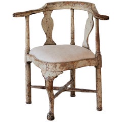 Fine 18th Century Swedish Rococo Corner Armchair