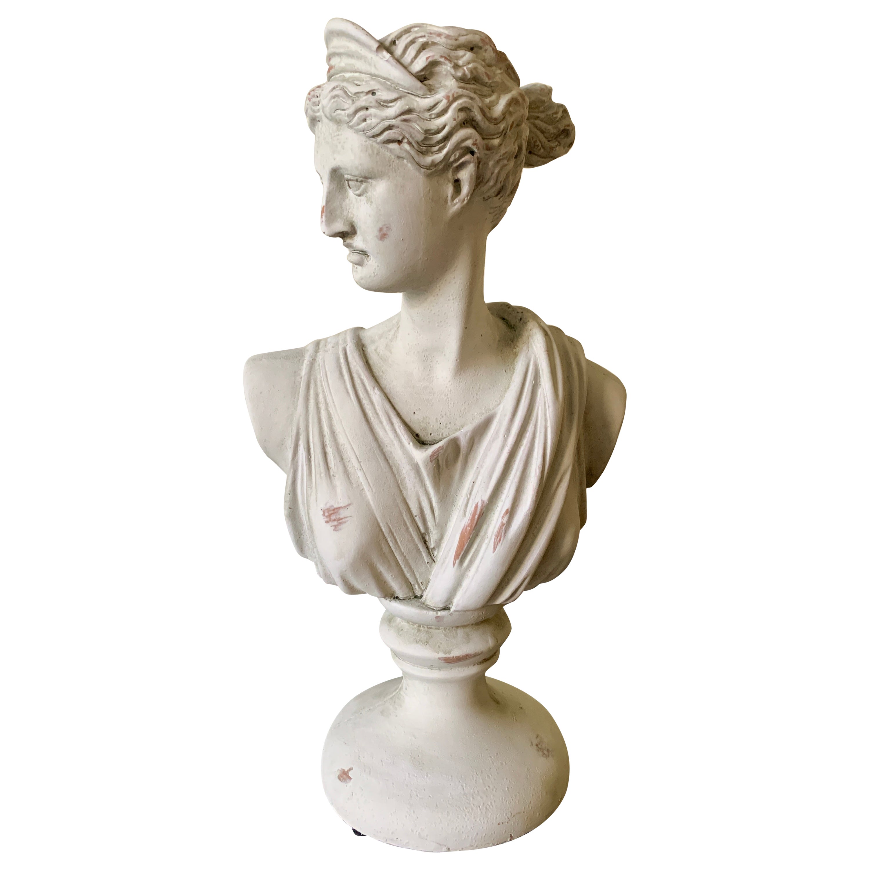Classical Plaster Bust of Goddess Diana Sculpture For Sale