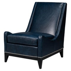 Chaise d'appoint en cuir bleu