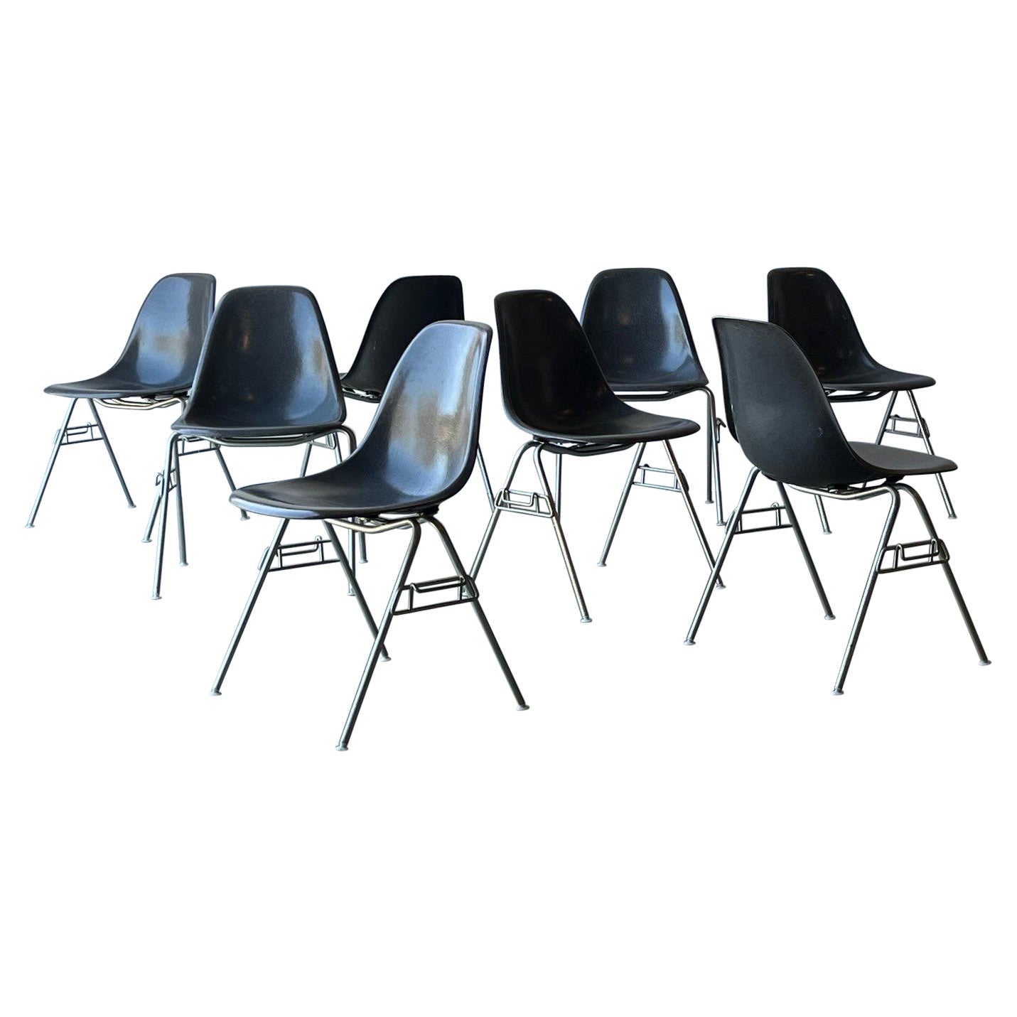 Mid Century Modern Eames DSS Chairs - Set of 8 For Sale