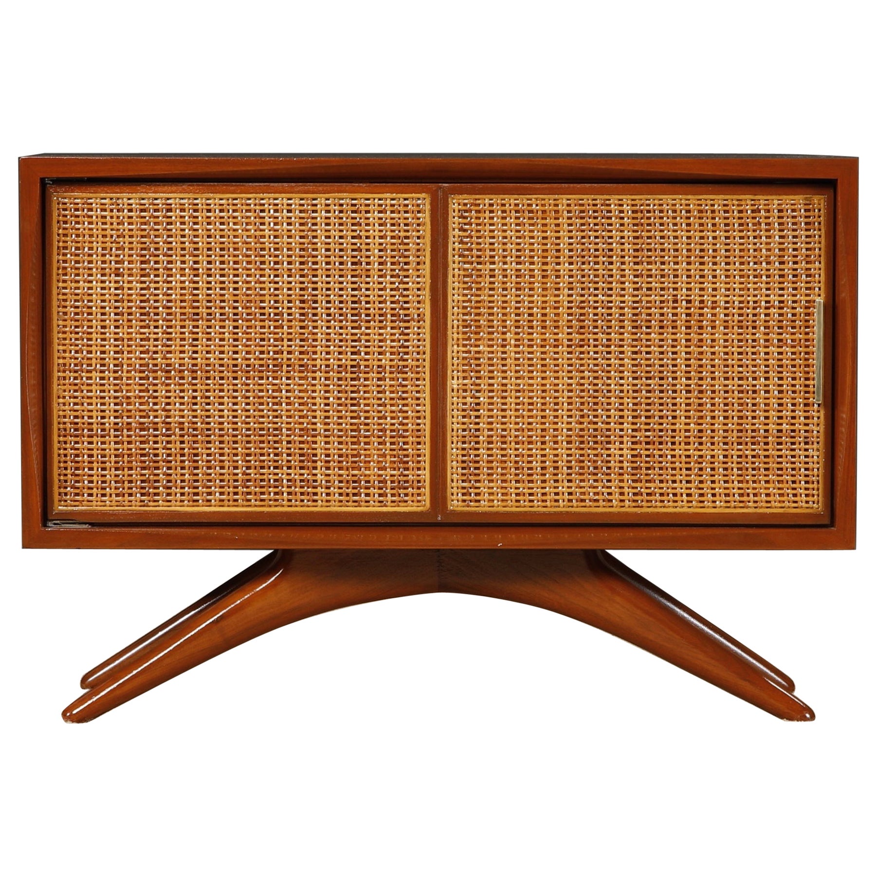 Caned Sculptural Cabinet by Vladimir Kagan for Grosfeld House, 1950s, Signed For Sale
