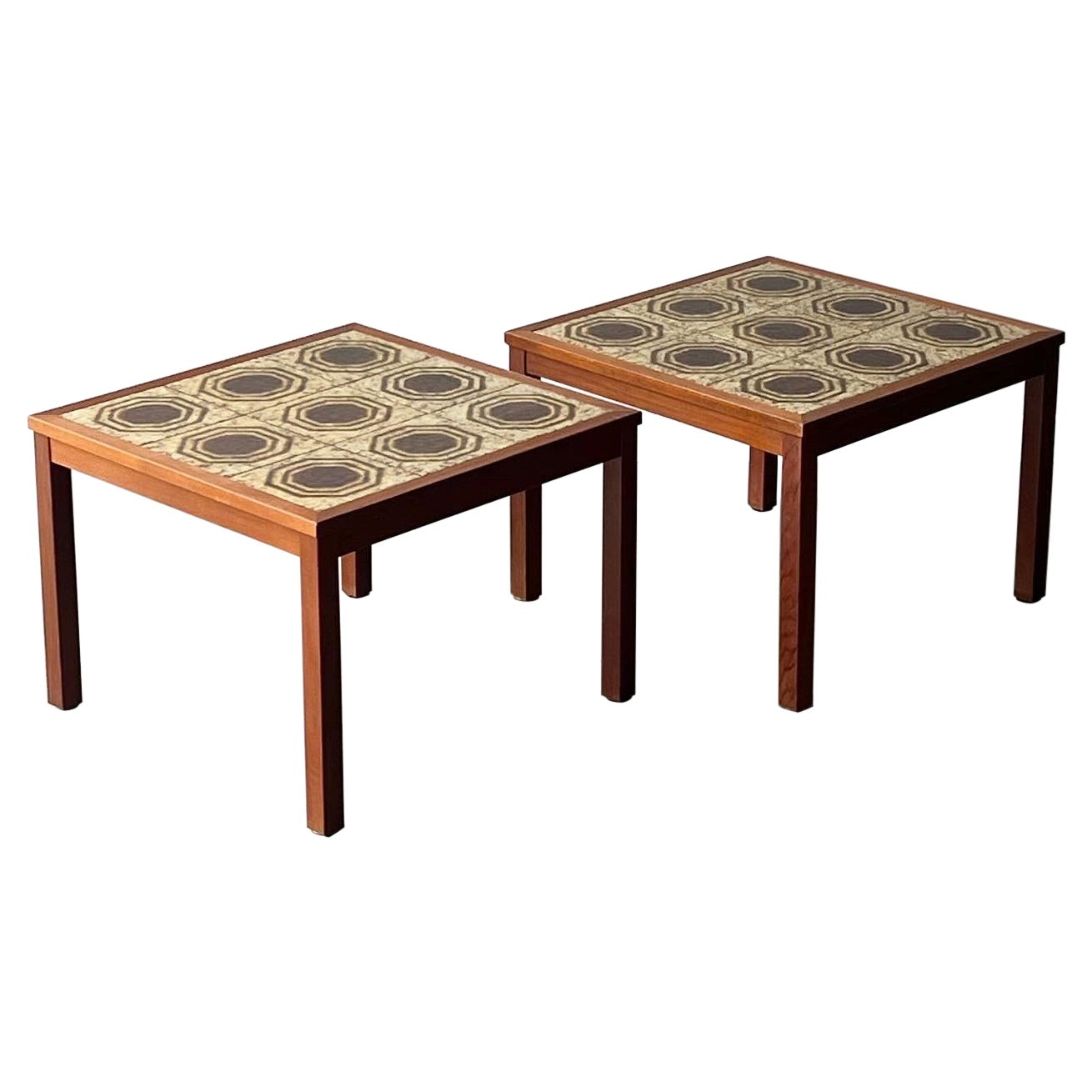 Vintage Danish Tile Top End Tables - a Pair For Sale