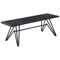Retro Honed Granite & Wrought Iron Coffee Table, France 1950's