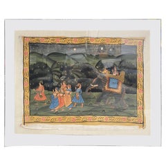 Großes Original-Kichwai-Gemälde einer Elefanten-Prozession aus Südindien, Indien, Asien