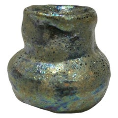 Beatrice Wood signiert Seltene Mitte des Jahrhunderts Luster Lava glasiert Minatur kleine Vase