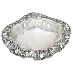 15.25 in - Sterling Silver Gorham Antique Floral Openwork Centerpiece Bowl