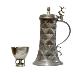 Vintage Kayser Zinn, Fein Zinn Late 19th Century Pewter Tankard and Cup