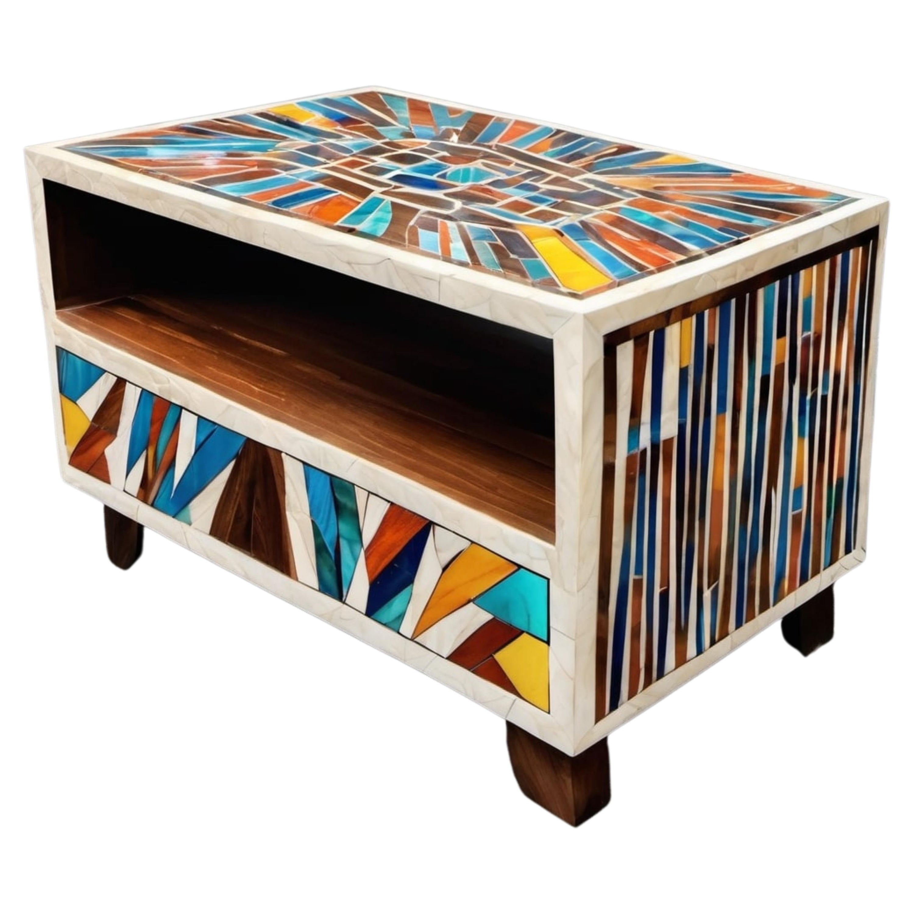 Holi - World's First Ai Generated Bone Inlay Side Table For Sale