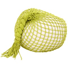 Hand-knotted Pouf - TRAP Lime Big