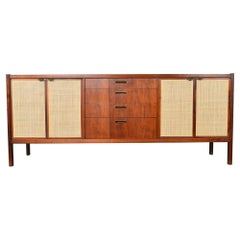 Retro Jack Cartwright "Patterns 9" Walnut + Cane Credenza